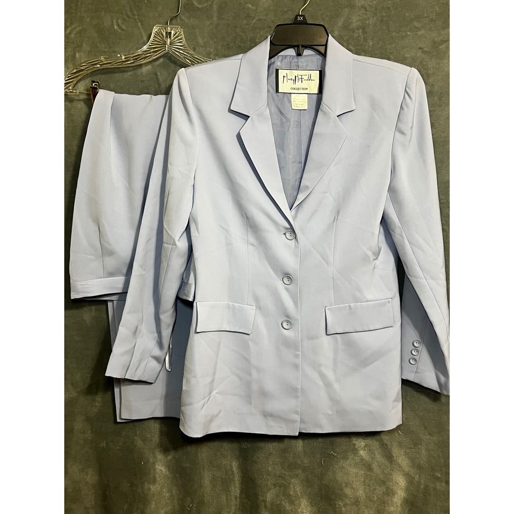 Mary McFadden Collection Light Blue Pantsuit Blazer Trousers 8 Two Piece